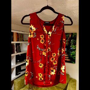 Express orange and floral tank top size S